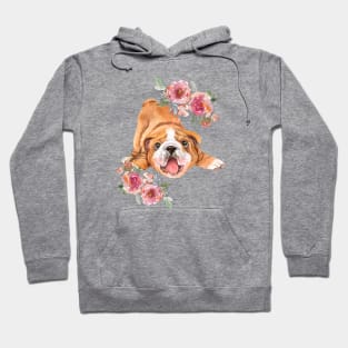 Cute English Bulldog Puppy Watercolor Art Hoodie